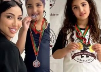 غزل إبنة بطمة تحصل على المرتبة الأولى في مسابقة السباحة