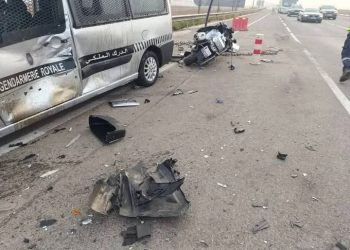 حادث سير ببطيط مليل يلحق أضراراً بسيارتين تابعتين للدرك الملكي
