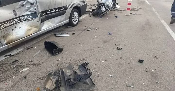 حادث سير ببطيط مليل يلحق أضراراً بسيارتين تابعتين للدرك الملكي
