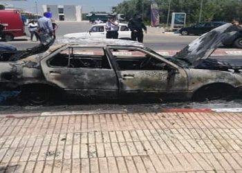 اندلاع حر-يق مهول بسيارة وسط مدينة القنيطرة