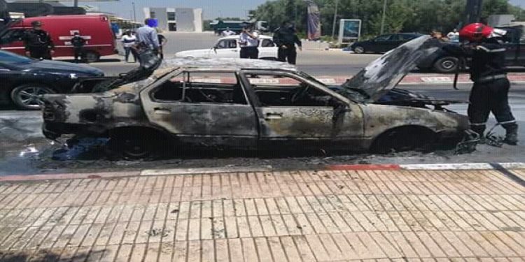 اندلاع حر-يق مهول بسيارة وسط مدينة القنيطرة