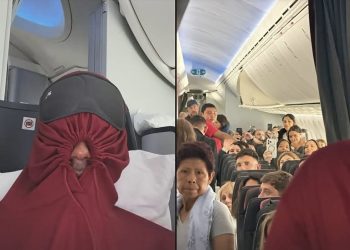 لامين جمال يحاول التخفي على متن الطائرة.. لكن المعجبين يكتشفونه سريعا